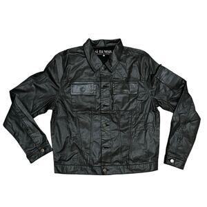Si Tu Veux Men’s Black Shiny Jean’s Jacket Size Medium